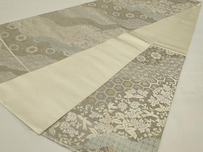 平和屋着物◎六通柄袋帯 唐織 道長花鳥文 金銀糸 正絹 逸品 AABH8487ou