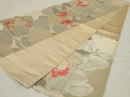 平和屋着物◎六通柄袋帯 唐織 紫陽花 銀糸 正絹 逸品 AABH8488ou