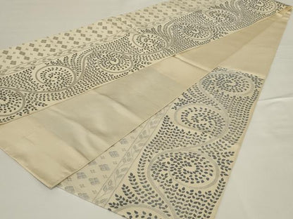 平和屋着物◎六通柄 本袋帯 唐織 花唐草文 銀糸 正絹 逸品 AABH8491ou