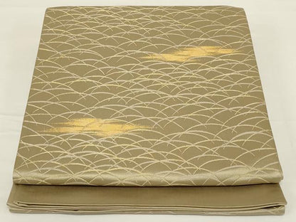 平和屋着物◎六通柄袋帯　芝文　金糸　正絹　逸品　AABH8492ou