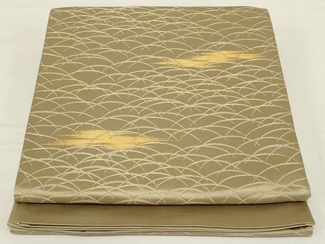 平和屋着物◎六通柄袋帯　芝文　金糸　正絹　逸品　AABH8492ou