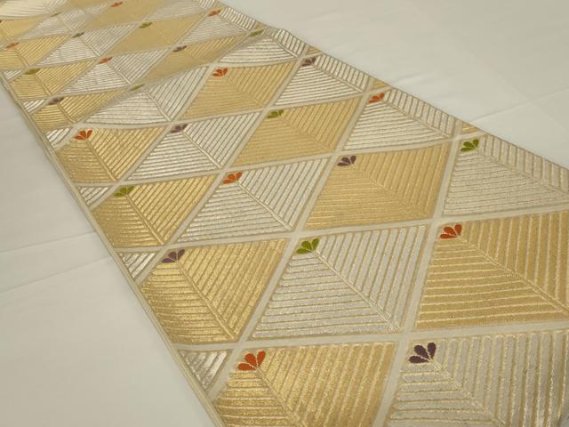 平和屋着物◎六通柄袋帯　唐織　松葉　金銀糸　正絹　逸品　AABH8494ou