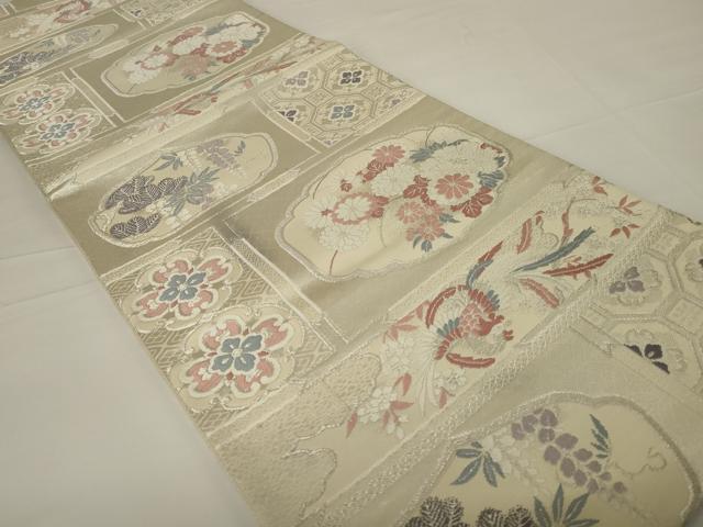 平和屋着物◎六通柄袋帯　唐織　鳳凰花文　銀糸　正絹　逸品　AABH8495ou