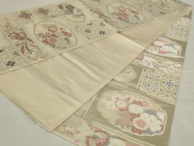 平和屋着物◎六通柄袋帯　唐織　鳳凰花文　銀糸　正絹　逸品　AABH8495ou