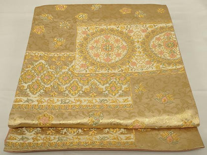 平和屋着物◎六通柄袋帯　正倉院花文　金糸　正絹　逸品　AABH8500ou