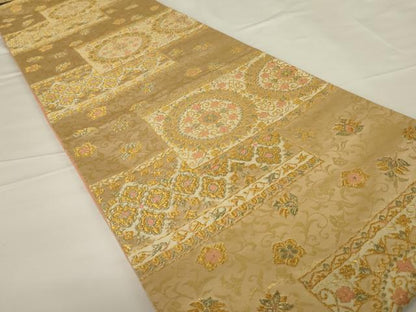 平和屋着物◎六通柄袋帯　正倉院花文　金糸　正絹　逸品　AABH8500ou