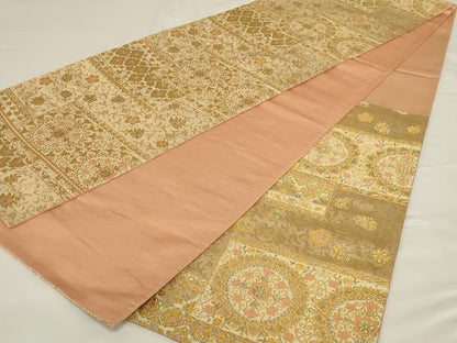 平和屋着物◎六通柄袋帯　正倉院花文　金糸　正絹　逸品　AABH8500ou