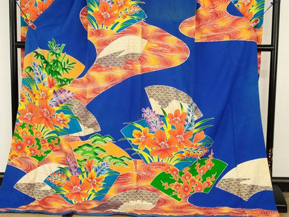 平和屋本店▼お引きずり・お引き摺り・引き振袖　和装　結婚式　舞妓　芸妓　芸者　衣装　駒刺繍　地紙流水花文　金彩　逸品　AABH8520ou
