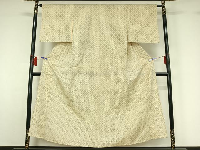 平和屋着物▽本塩沢　単衣　幾何学文様　正絹　逸品　AABH8527jh