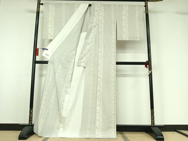 平和屋着物▽本塩沢　単衣　間道　正絹　逸品　DAAV5963az 平和屋着物▽本塩沢 単衣 花間道 やまと誂製 正絹 逸品