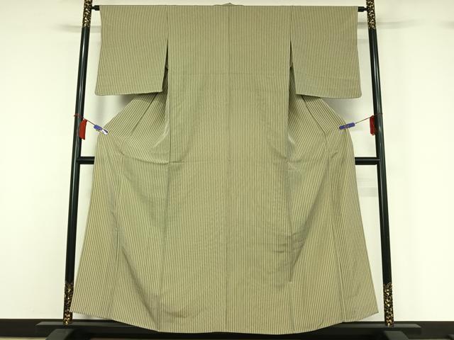 平和屋着物▽上質な小紋　単衣　縞　正絹　逸品　AABH8530jh