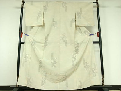 平和屋着物▽本塩沢　単衣　130亀甲　短冊花文　正絹　逸品　AABH8531jh
