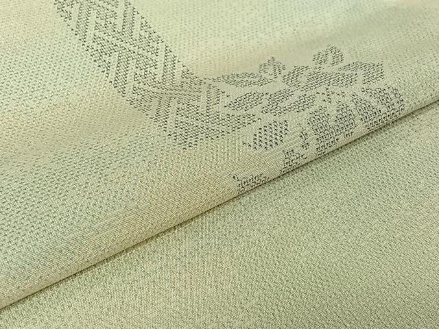 平和屋着物▽本塩沢　単衣　130亀甲　短冊花文　正絹　逸品　AABH8531jh