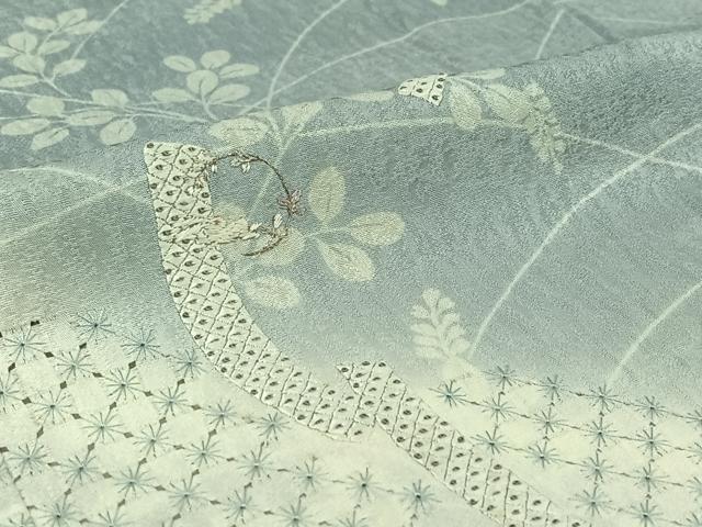 平和屋着物▽訪問着　単衣　刺繍　短冊花文　兎　暈し染め　銀糸　正絹　逸品　AABH8533jh