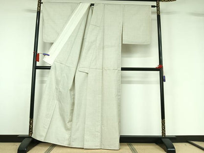 平和屋着物▽本場大島紬　白大島　単衣　100亀甲　総詰め　反端付き　正絹　逸品　AABH8536jh