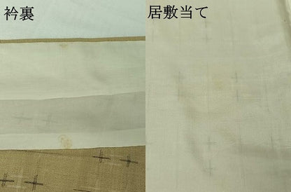 平和屋着物▽結城ちぢみ　単衣　十字絣　正絹　逸品　AABH8539jh