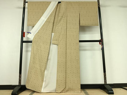平和屋着物▽結城ちぢみ　単衣　十字絣　正絹　逸品　AABH8539jh