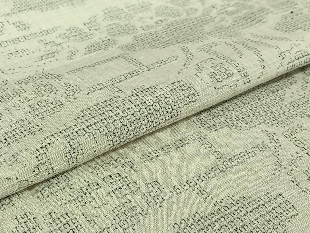 平和屋着物▽結城紬　単衣　100亀甲　草花文　正絹　逸品　AABH8541jh