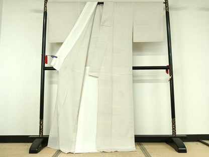平和屋着物▽本塩沢　単衣　やまだ織　雪の中のきれ　110亀甲　横段文　証紙付き　正絹　逸品　AABH8543jh