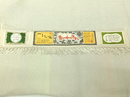 平和屋着物▽本塩沢　単衣　やまだ織　雪の中のきれ　110亀甲　横段文　証紙付き　正絹　逸品　AABH8543jh