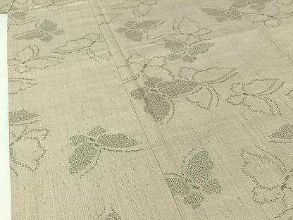 平和屋着物▽結城紬　単衣　100亀甲　舞蝶文　正絹　逸品　AABH8547jh