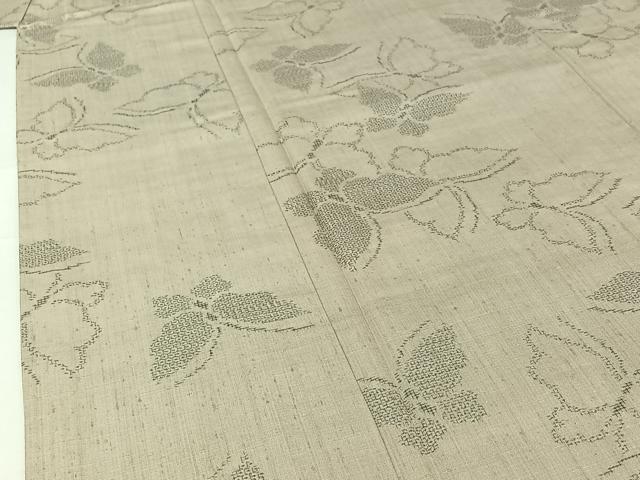 平和屋着物▽結城紬　単衣　100亀甲　舞蝶文　正絹　逸品　AABH8547jh