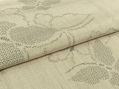 平和屋着物▽結城紬　単衣　100亀甲　舞蝶文　正絹　逸品　AABH8547jh