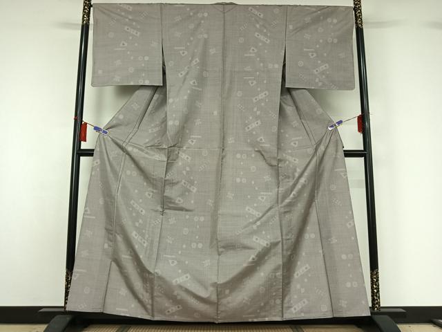 平和屋着物▽本場大島紬 単衣 150亀甲 幾何学文様 正絹 逸品 AABH8548jh