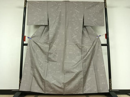 平和屋着物▽本場大島紬　単衣　150亀甲　幾何学文様　正絹　逸品　AABH8548jh