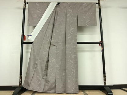 平和屋着物▽本場大島紬　単衣　150亀甲　幾何学文様　正絹　逸品　AABH8548jh