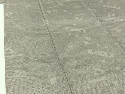 平和屋着物▽本場大島紬　単衣　150亀甲　幾何学文様　正絹　逸品　AABH8548jh