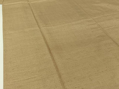 平和屋着物▽上質な紬　単衣　色無地　白橡色　正絹　逸品　AABH8550jh
