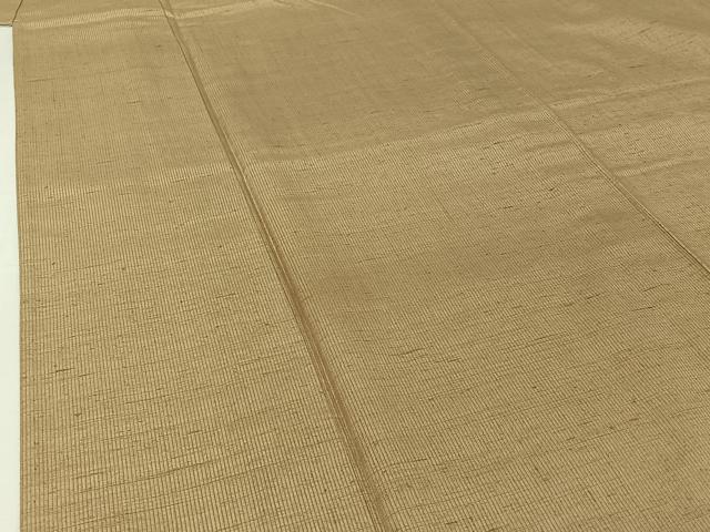 平和屋着物▽上質な紬　単衣　色無地　白橡色　正絹　逸品　AABH8550jh