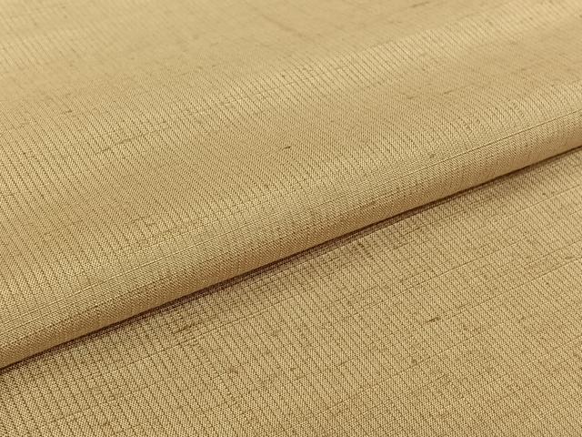 平和屋着物▽上質な紬　単衣　色無地　白橡色　正絹　逸品　AABH8550jh