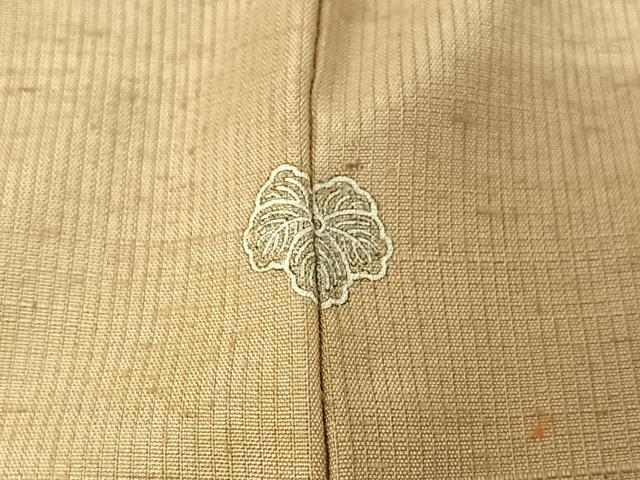 平和屋着物▽上質な紬　単衣　色無地　白橡色　正絹　逸品　AABH8550jh