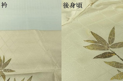 平和屋着物▽訪問着　単衣　笹竹文　金彩　正絹　逸品　AABH8551jh