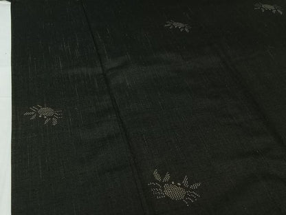 平和屋着物▽上質な紬　単衣　蟹　正絹　逸品　AABH8552jh