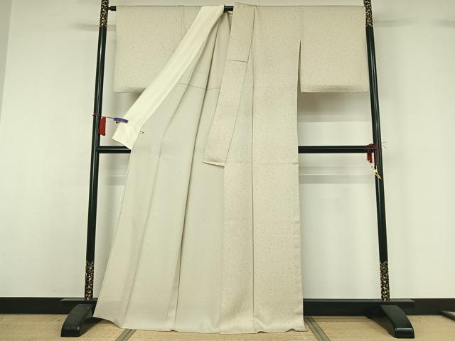 平和屋着物▽ジャパンオートクチュール　渡辺雪三郎　小紋　単衣　箔散らし文　銀彩　正絹　逸品　AABH8554jh 平和屋着物▽ジャパンオートクチュール 渡辺雪三郎 小紋 単衣 箔散らし