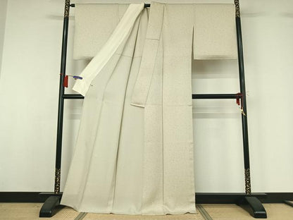 平和屋着物▽ジャパンオートクチュール　渡辺雪三郎　小紋　単衣　箔散らし文　銀彩　正絹　逸品　AABH8554jh