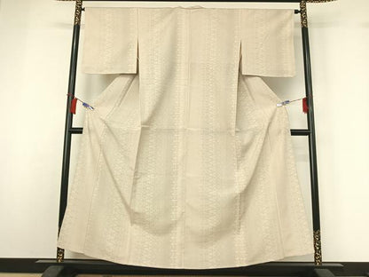 平和屋着物▽本塩沢　単衣　110亀甲　飾花文　正絹　逸品　AABH8556jh
