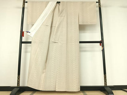 平和屋着物▽本塩沢　単衣　110亀甲　飾花文　正絹　逸品　AABH8556jh