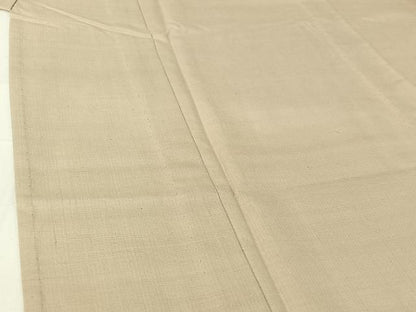 平和屋着物▽結城紬　単衣　色無地　亜麻色　正絹　逸品　AABH8558jh