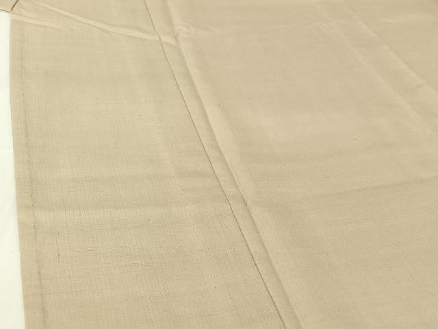 平和屋着物▽結城紬　単衣　色無地　亜麻色　正絹　逸品　AABH8558jh