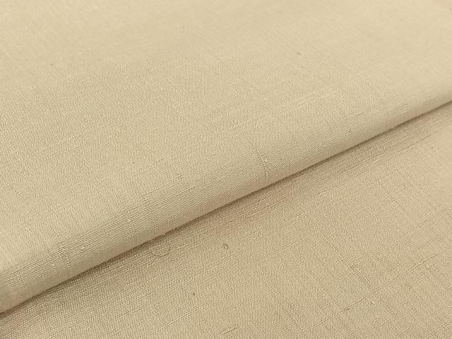 平和屋着物▽結城紬　単衣　色無地　亜麻色　正絹　逸品　AABH8558jh