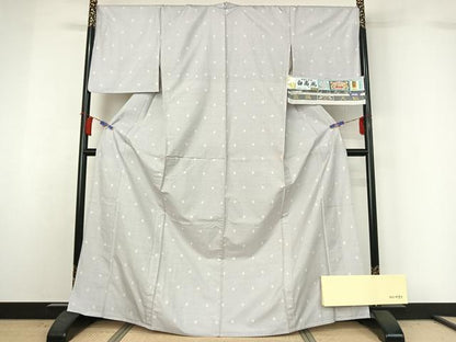 平和屋着物▽本場大島紬　白大島　単衣　水玉文　やまと誂製　むらなか謹製　紫峰作　証紙付き　正絹　逸品　AABH8562jh