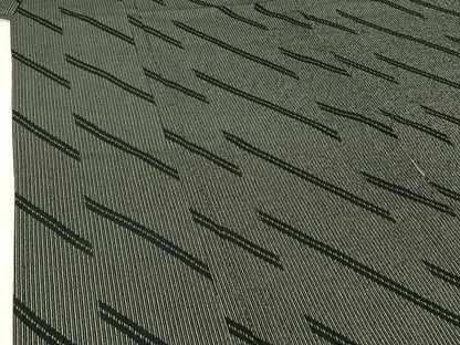 平和屋着物▽お召　単衣　変わり斜縞　黒地　正絹　逸品　AABH8563jh