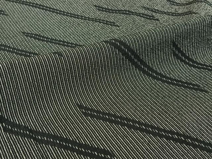平和屋着物▽お召　単衣　変わり斜縞　黒地　正絹　逸品　AABH8563jh