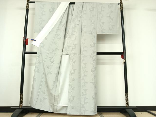 平和屋着物▽お召 単衣 越後献上御布 草木染 舞蝶文 反