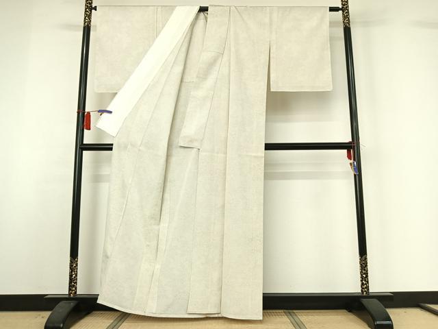 平和屋着物▽本塩沢　単衣　110亀甲　草花文　正絹　逸品　AABH8567jh