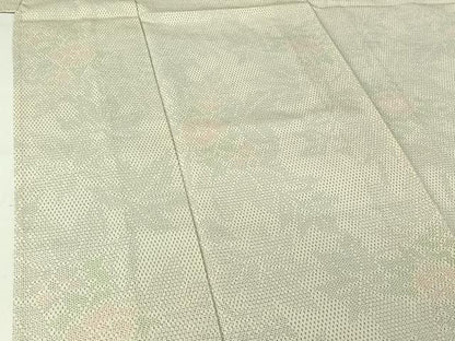 平和屋着物▽本塩沢　単衣　110亀甲　草花文　正絹　逸品　AABH8567jh